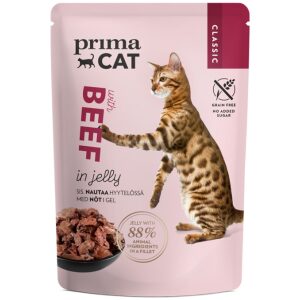 Υγρή τροφή γάτας Prima Cat Classic Βοδινό σε ζελέ 85gr