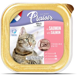 Πατέ για στειρωμένες γάτες σε δισκάκι Plaisir Sterilized Σολομό 100γρ