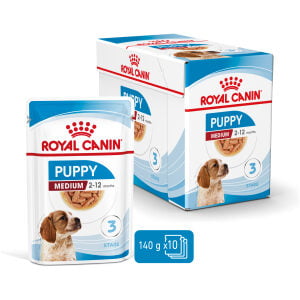 ROYAL CANIN SIZE HEALTH NUTRITION PUPPY - MEDIUM - 140gr  Κομματάκια σε σάλτσα υγρή τροφή για σκύλους