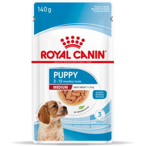 ROYAL CANIN SIZE HEALTH NUTRITION PUPPY - MEDIUM - 140gr  Κομματάκια σε σάλτσα υγρή τροφή για σκύλους
